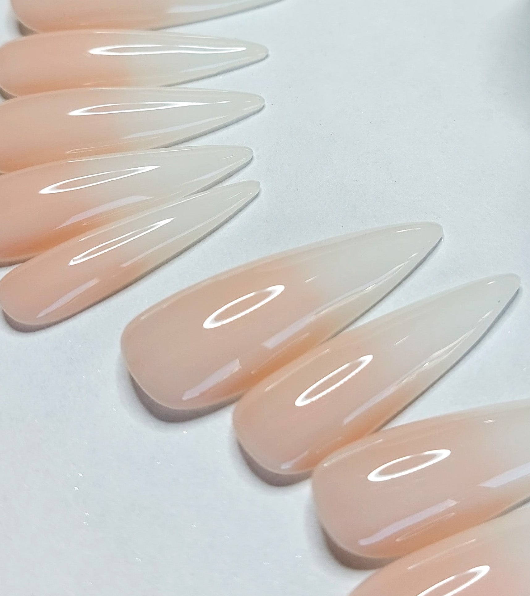 Jelly Ombré | Ombre French Style Nails with Milky Tip and Nude Jelly Base - FancyB Press-on Nails