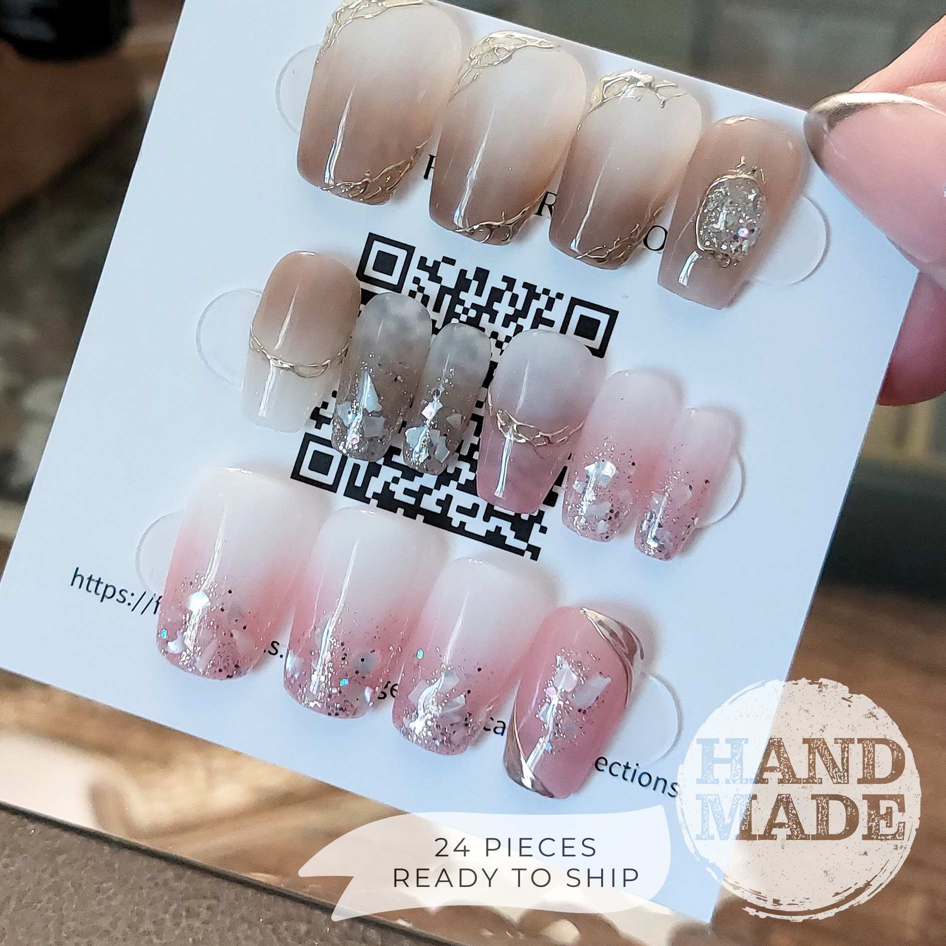 Crystal Jelly Ombre Nails (24pcs) - Short Coffin