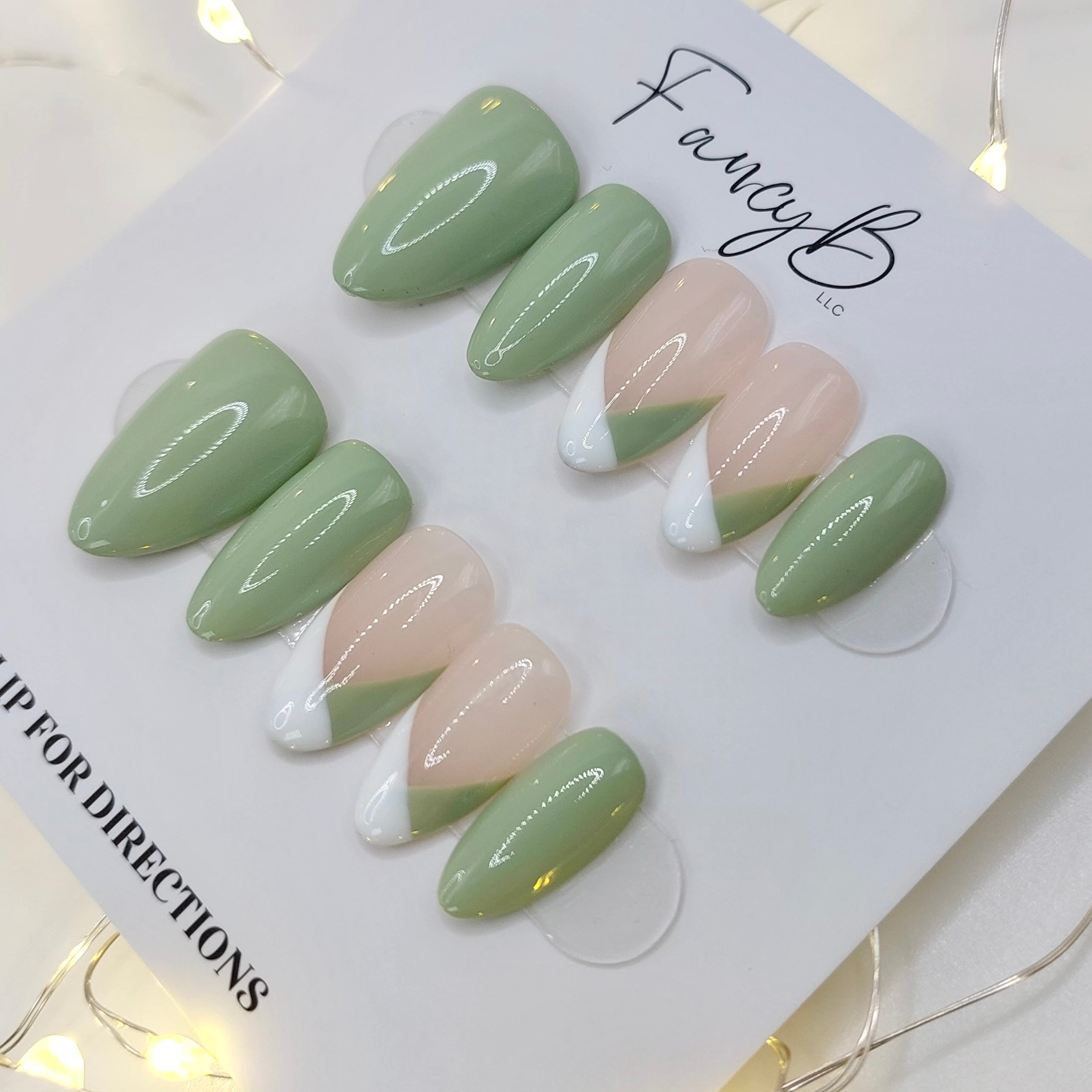Sage & White V-French - (20pcs) Short Almond