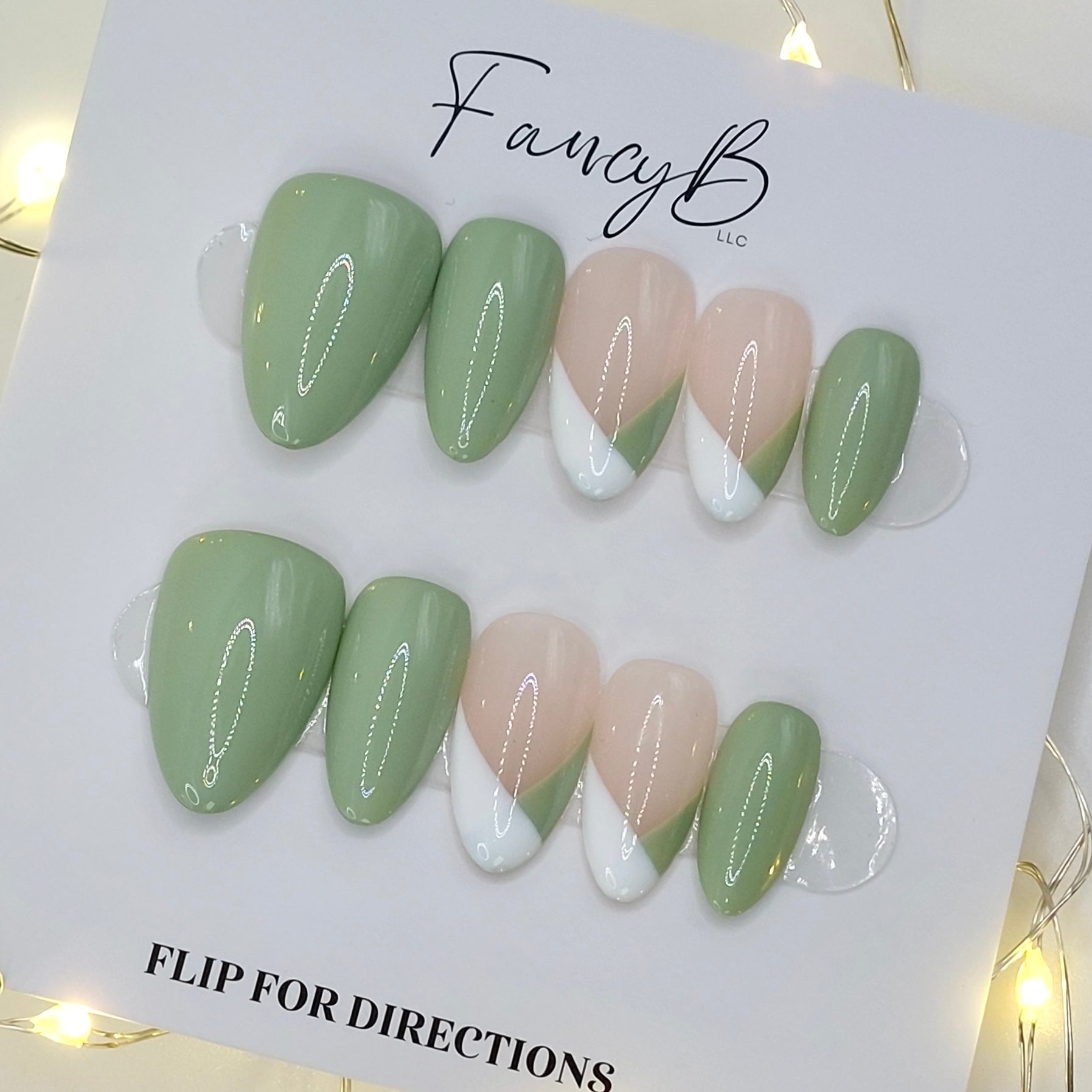 Sage & White V-French - (20pcs) Short Almond