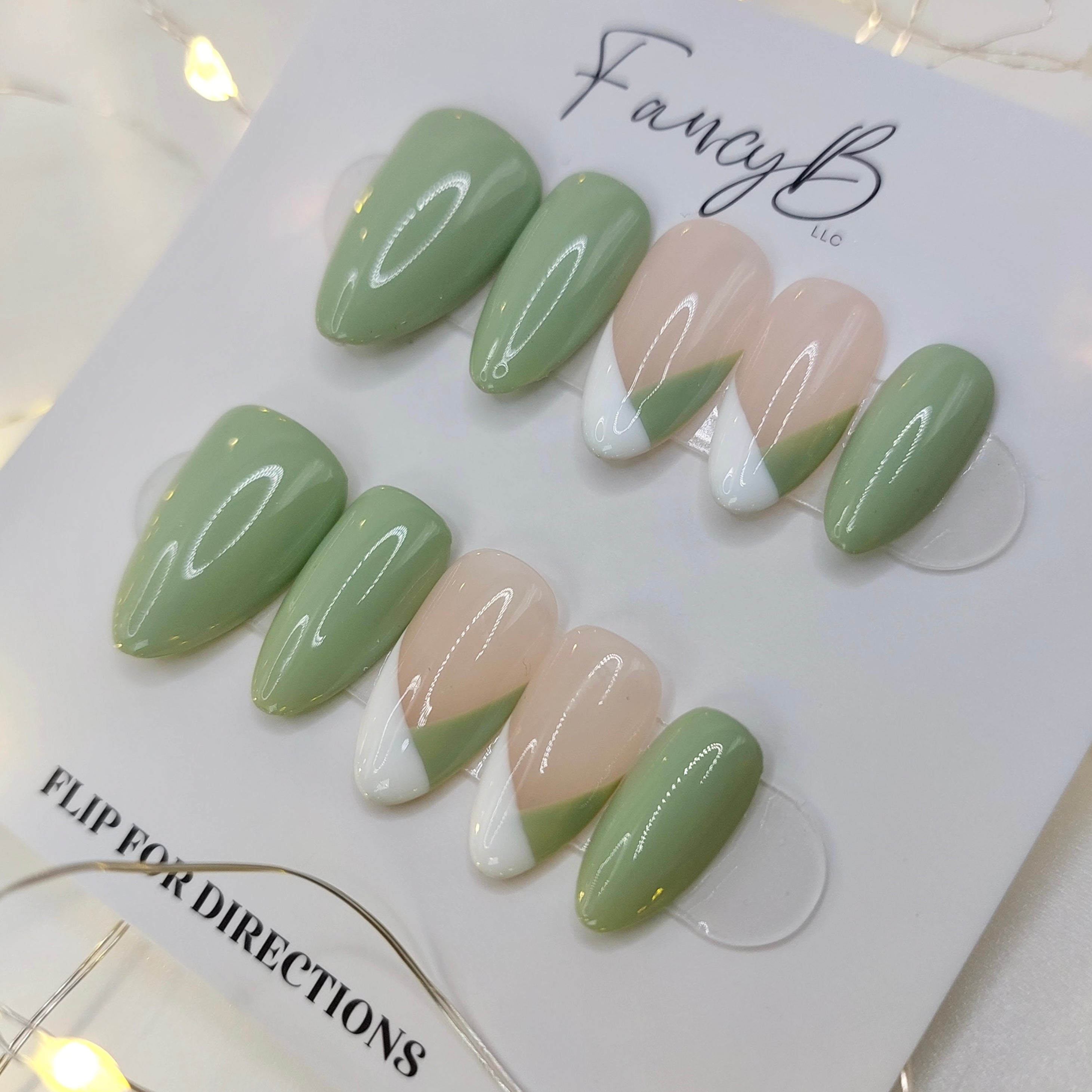 Sage & White V-French - (20pcs) Short Almond