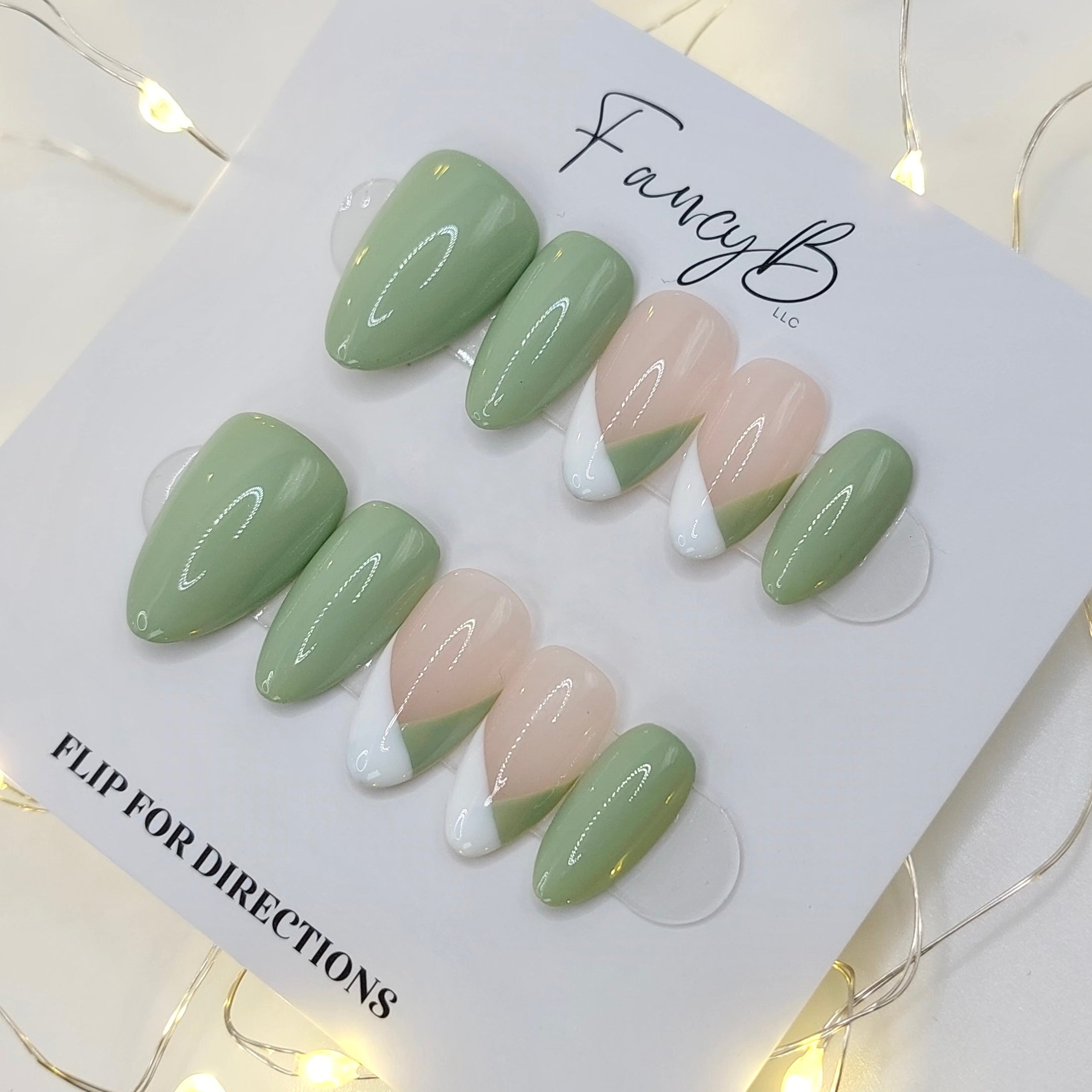 Sage & White V-French - (20pcs) Short Almond