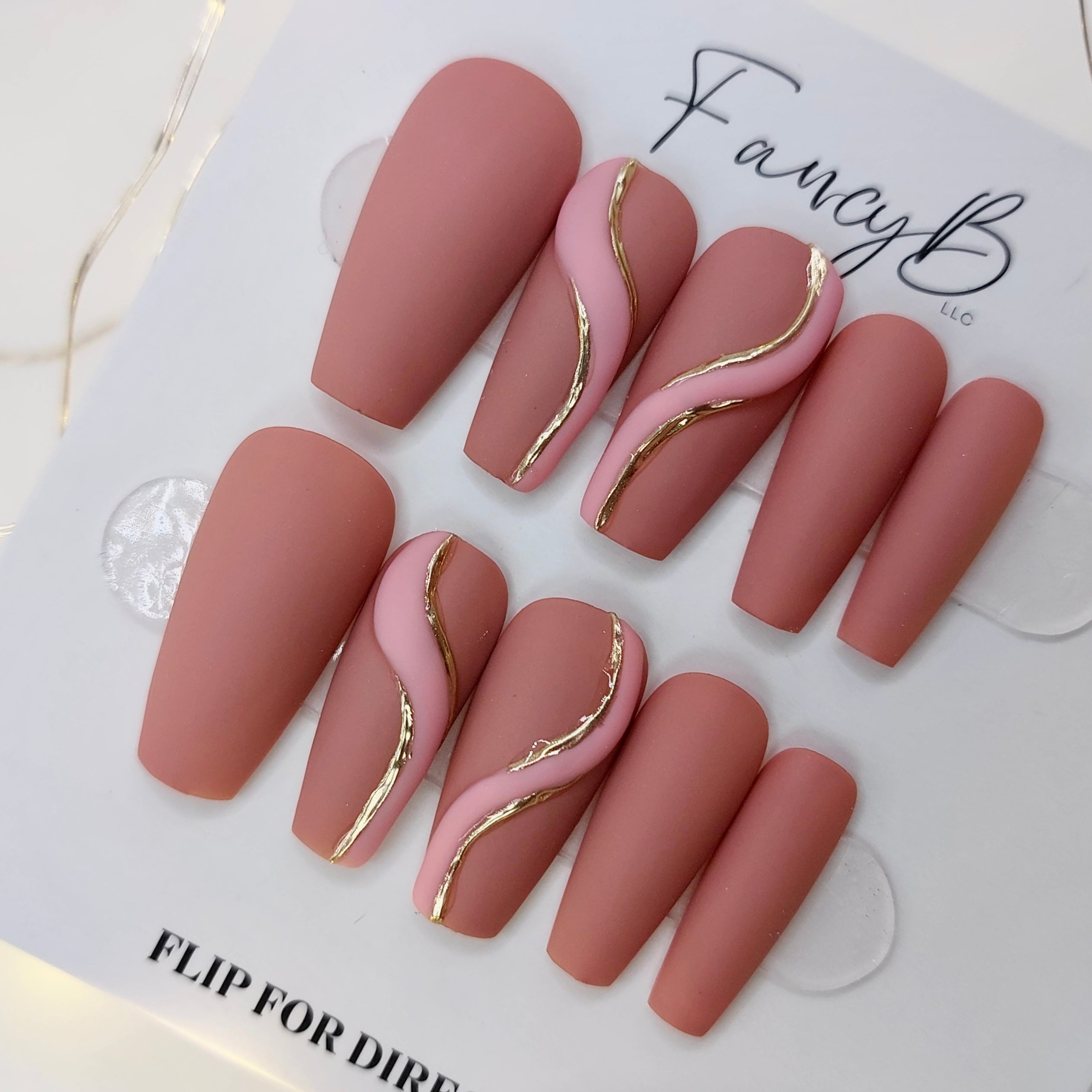 Pink & Chrome Swirl - (20pcs) Medium Coffin