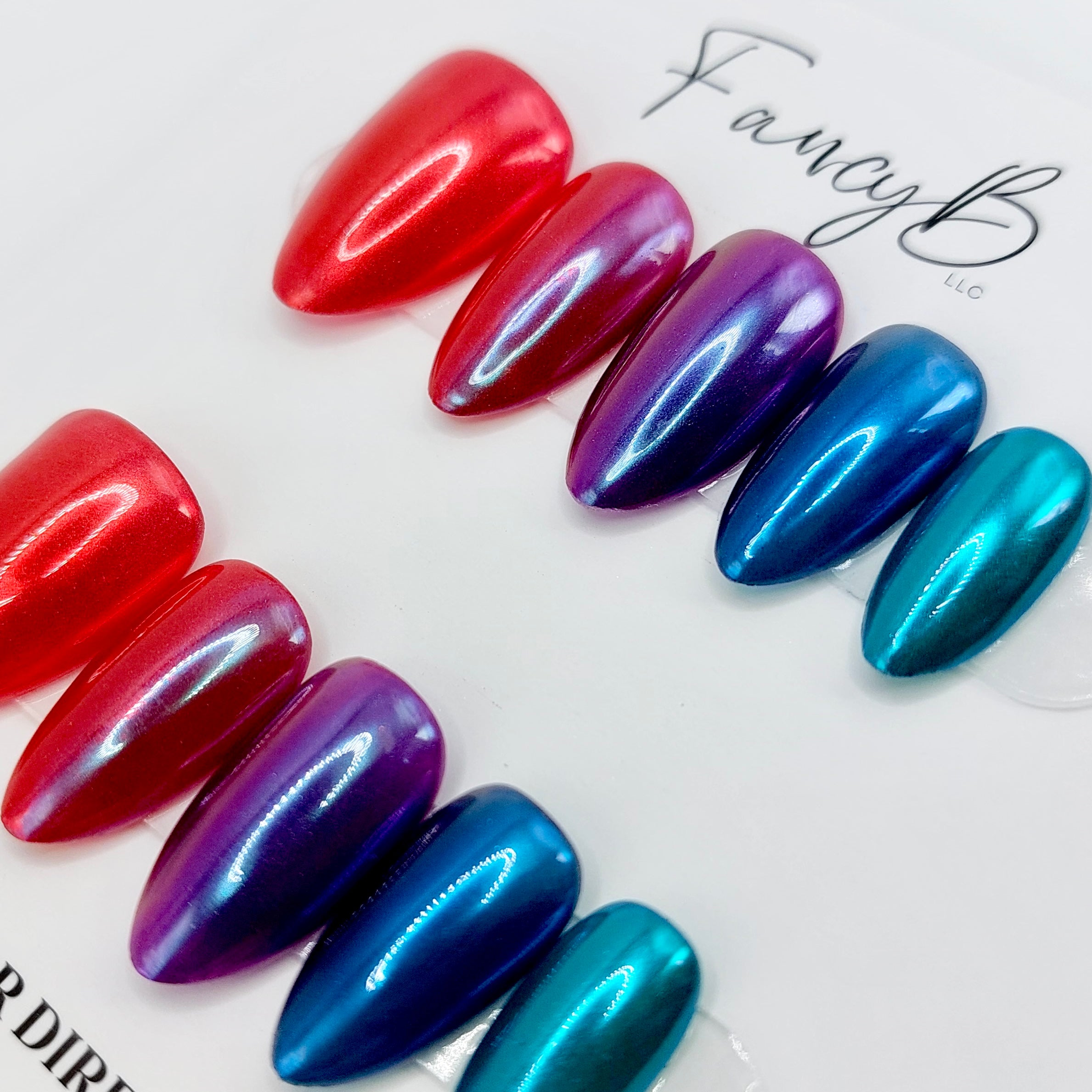 Jewel Tone Chrome Gradient Nails (24pcs) - Short Almond