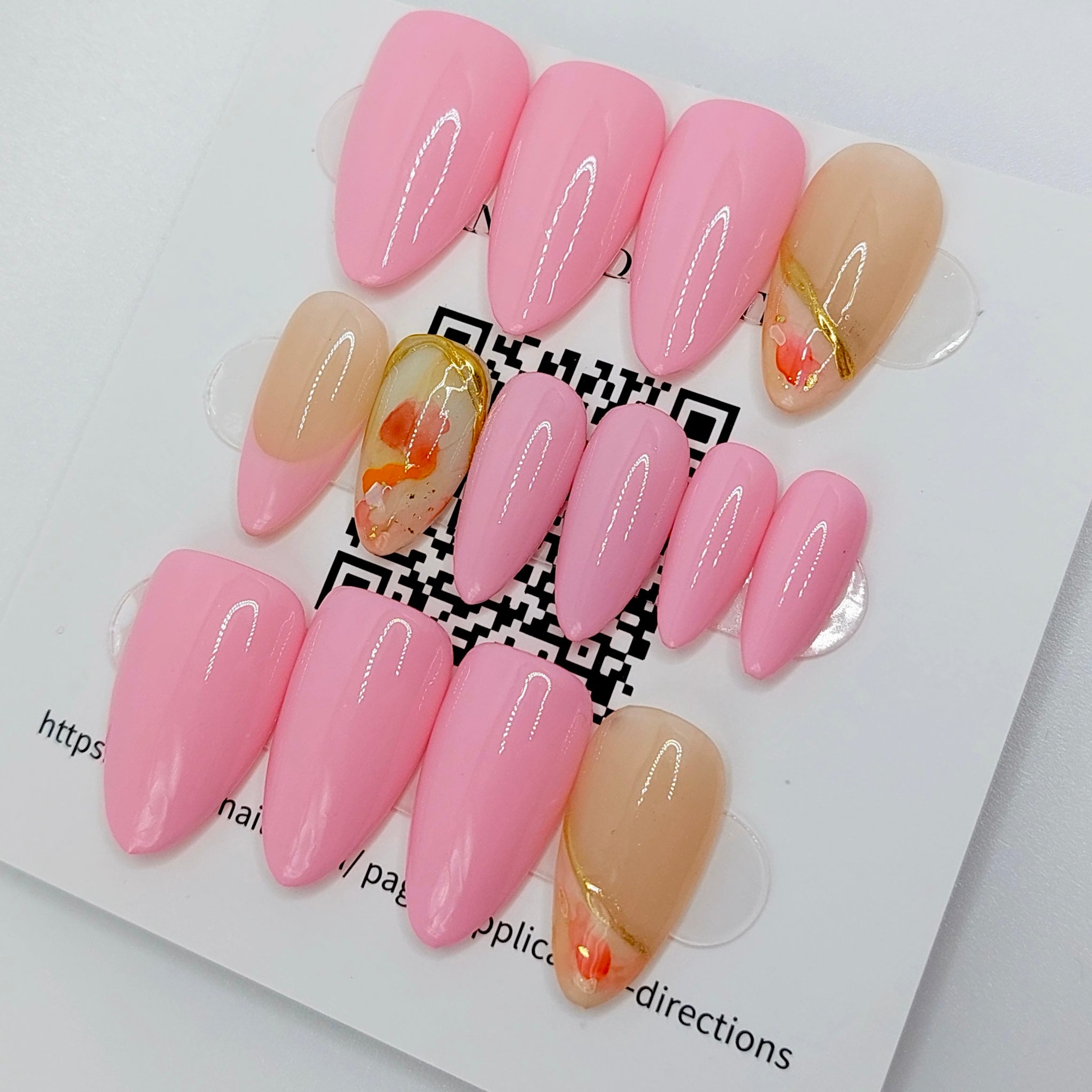 Pink Watercolor Nails (24pcs) - Medium Almond