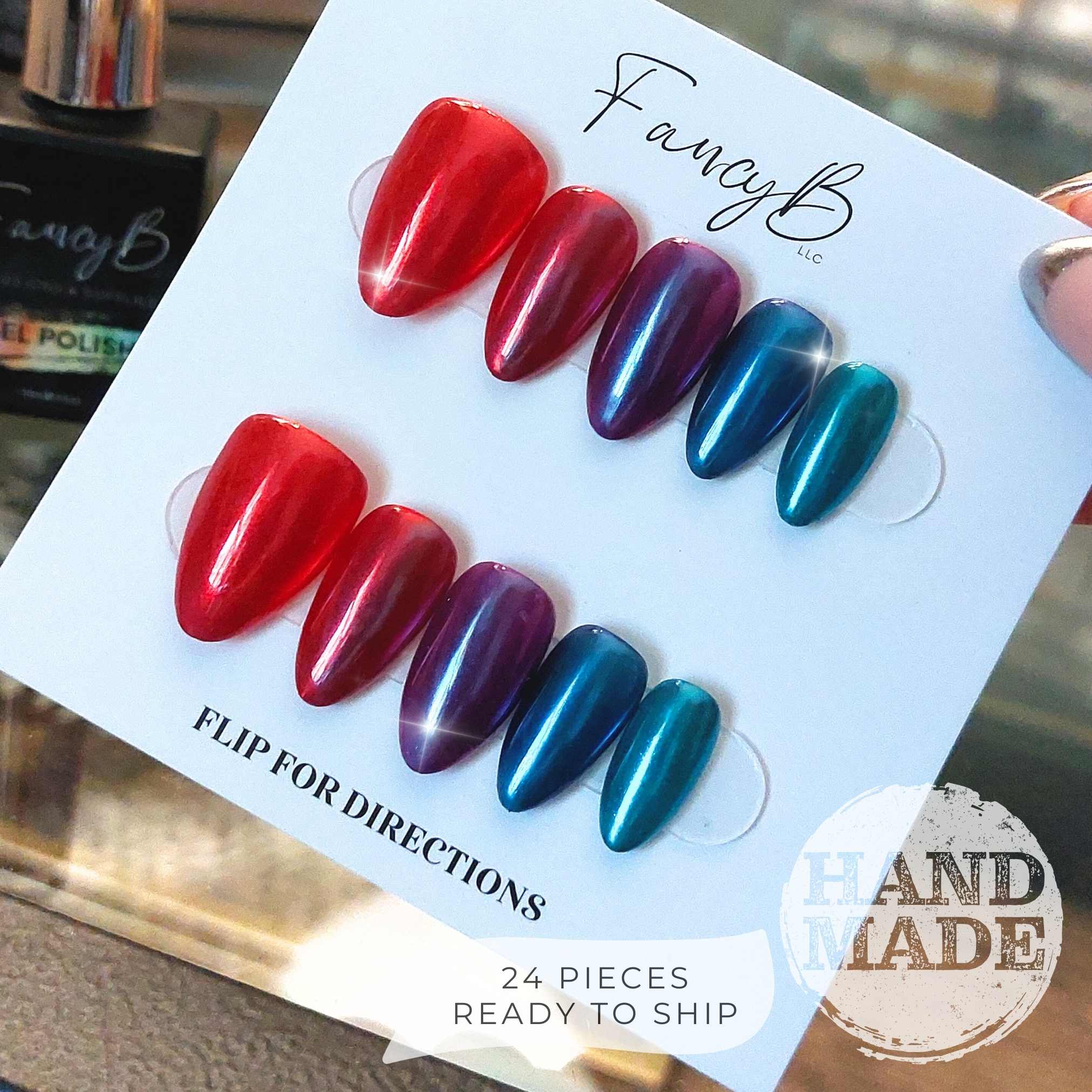 Jewel Tone Chrome Gradient Nails (24pcs) - Short Almond