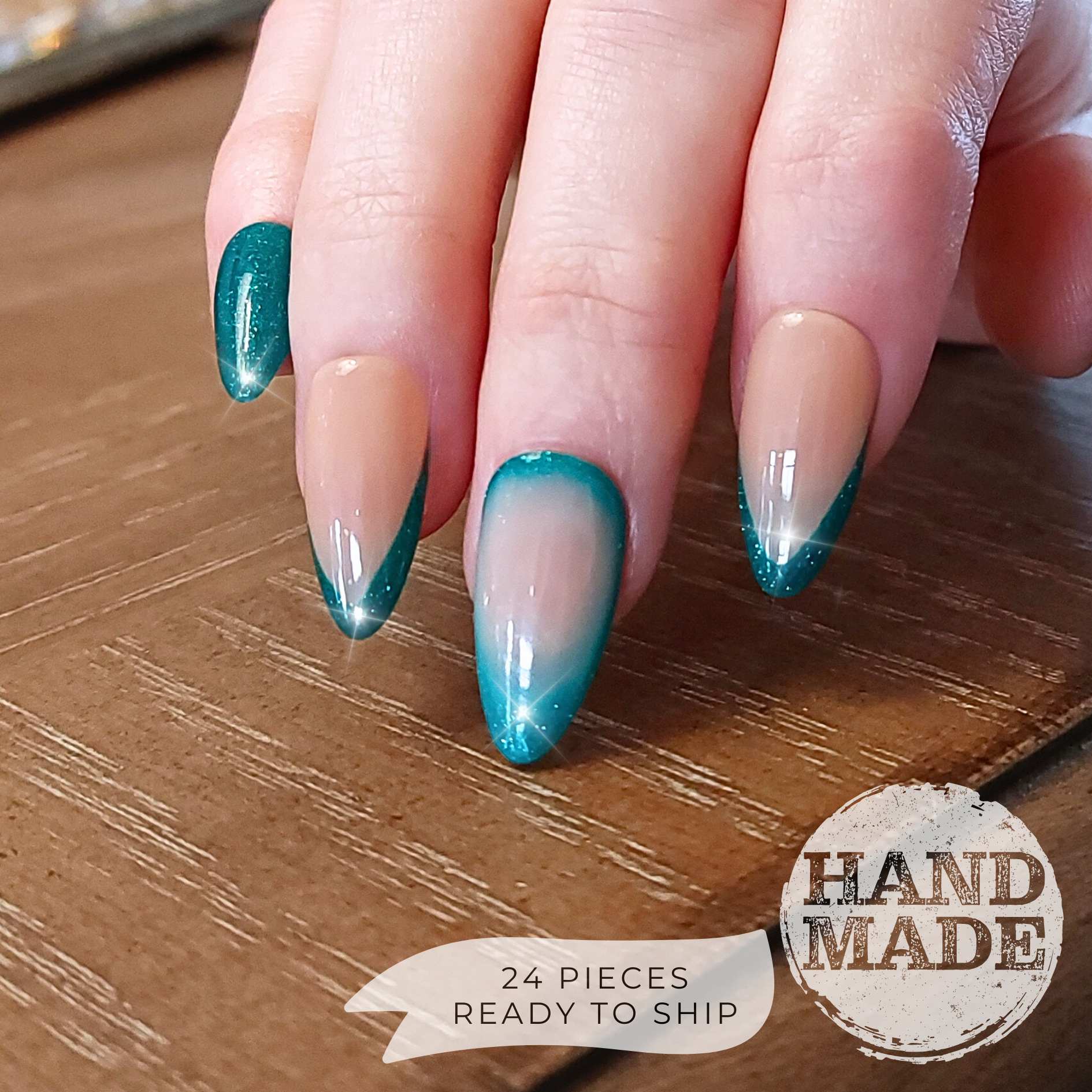 Mermaid Shimmer Nails (24pcs) - Medium Almond