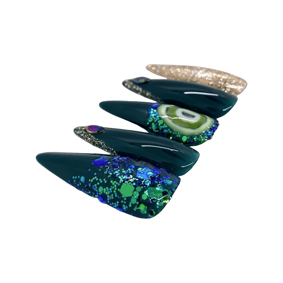Peacock Agate - FancyB Press-on Nails