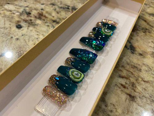 Peacock Agate - FancyB Press-on Nails