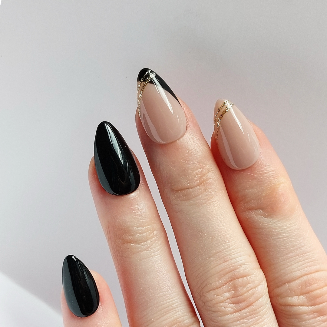 Gilded French Noir Press on Nails (10pcs)