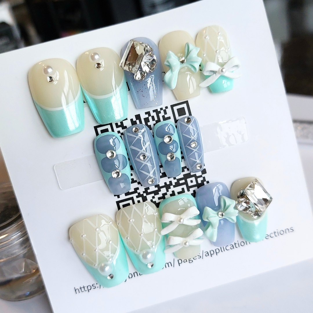 Ballet Bleu Nails (24pcs) - Short Coffin