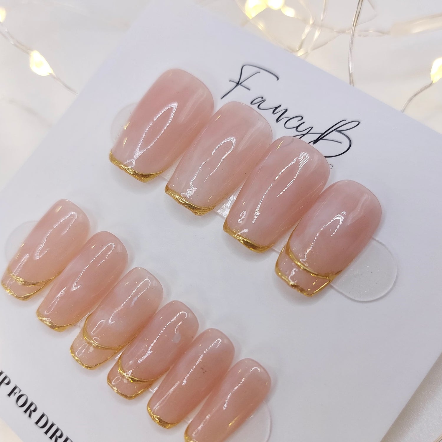 Gold Chrome French Tip - (20pcs) Short Coffin