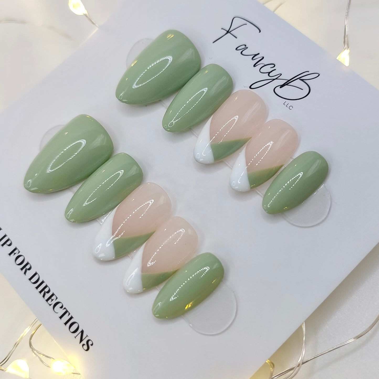 Sage & White V-French - (20pcs) Short Almond