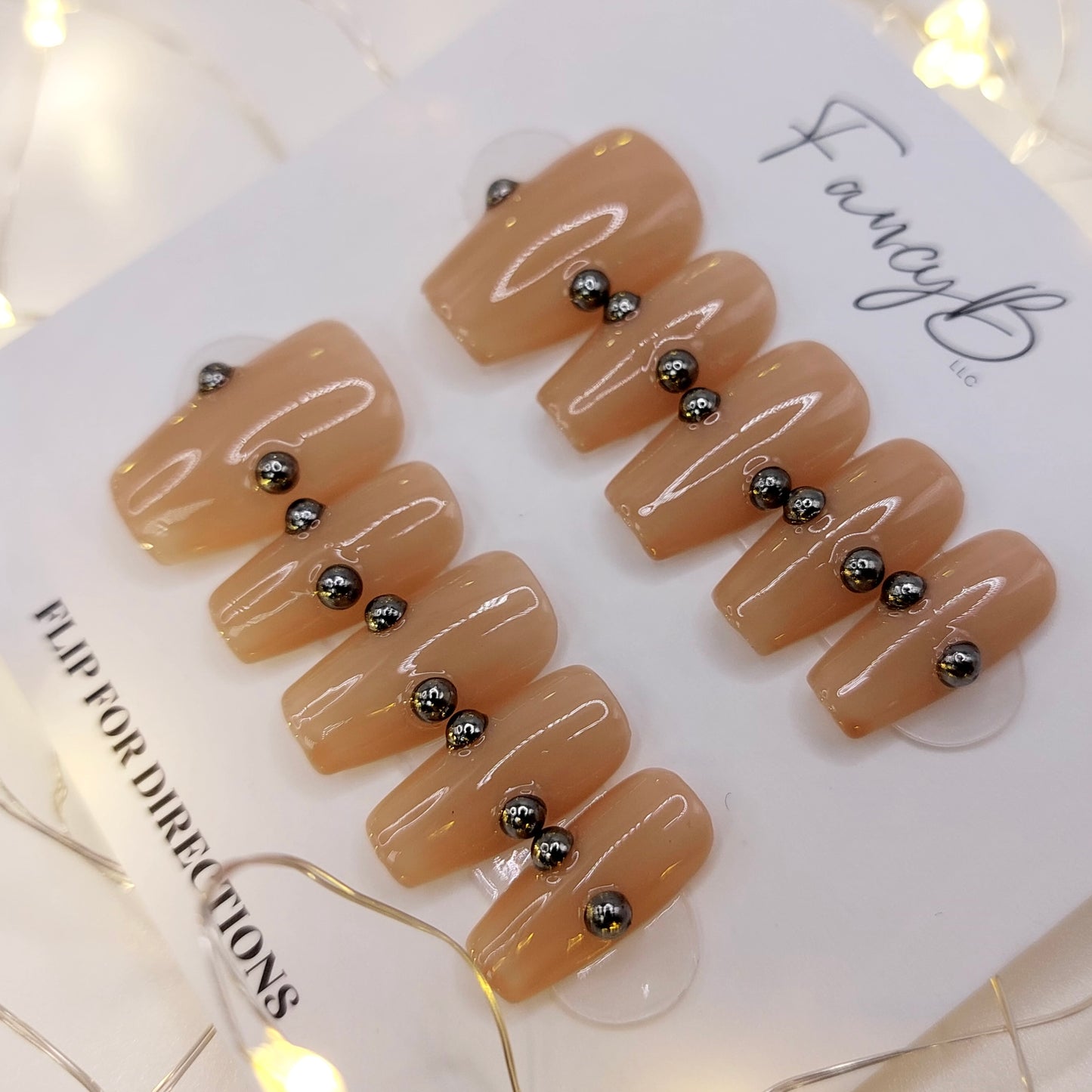 Nude Barbell Nails - (20pcs) Short Coffin