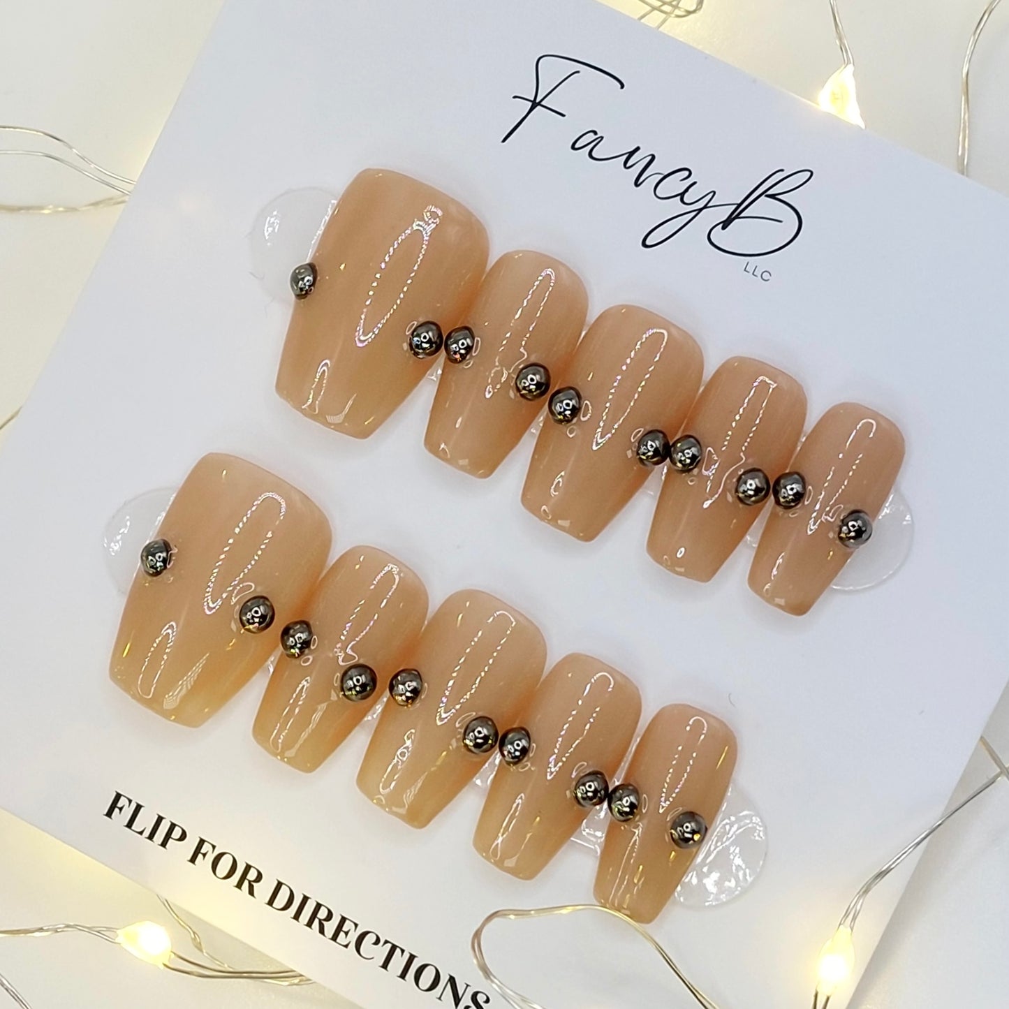 Nude Barbell Nails - (20pcs) Short Coffin