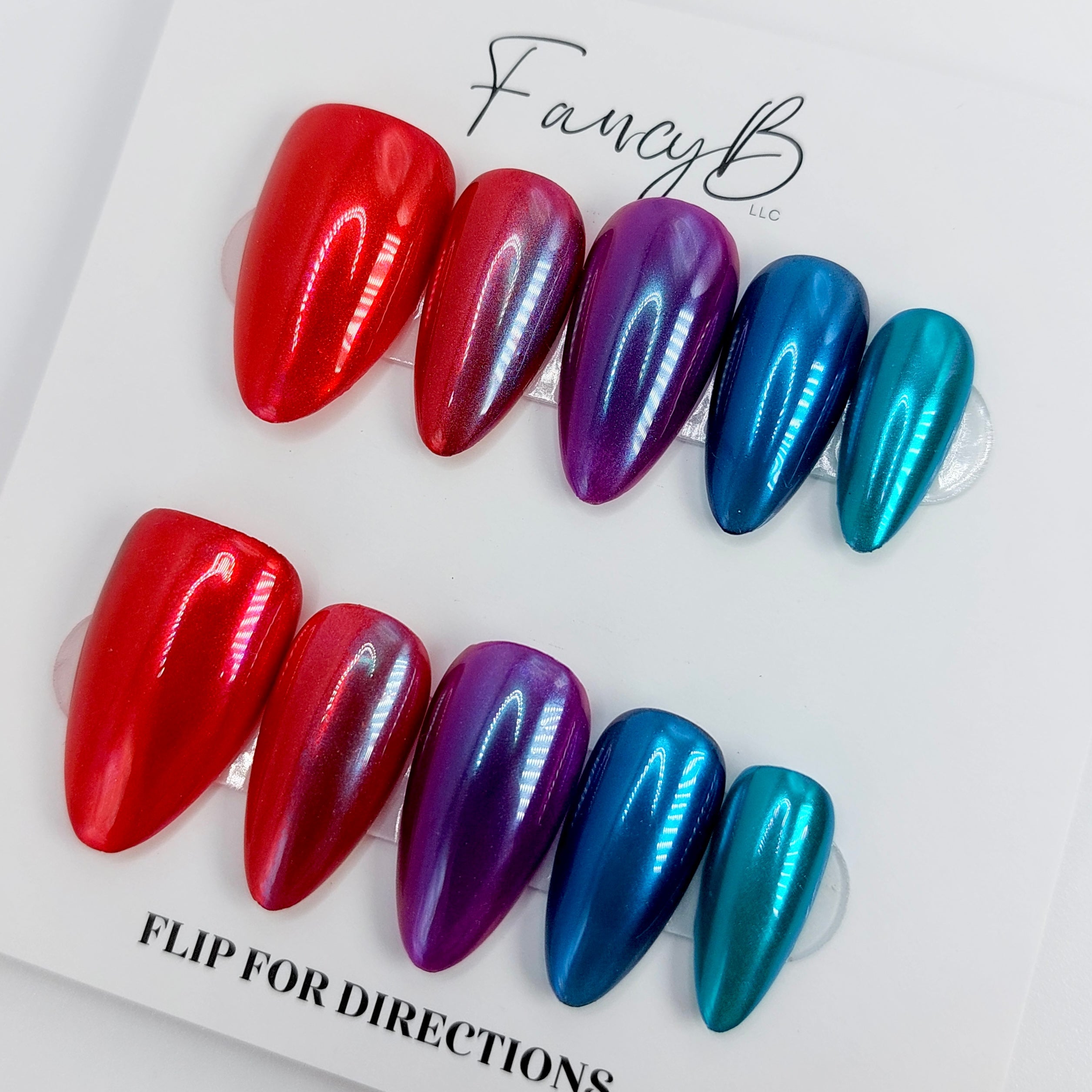 Jewel Tone Chrome Gradient Nails (24pcs) - Medium Almond