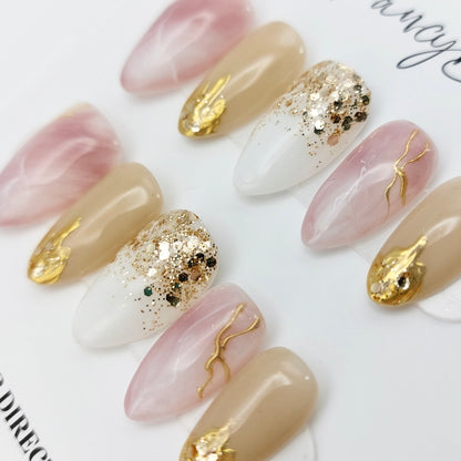 Luxe Lavender Marble Nails (24pcs)