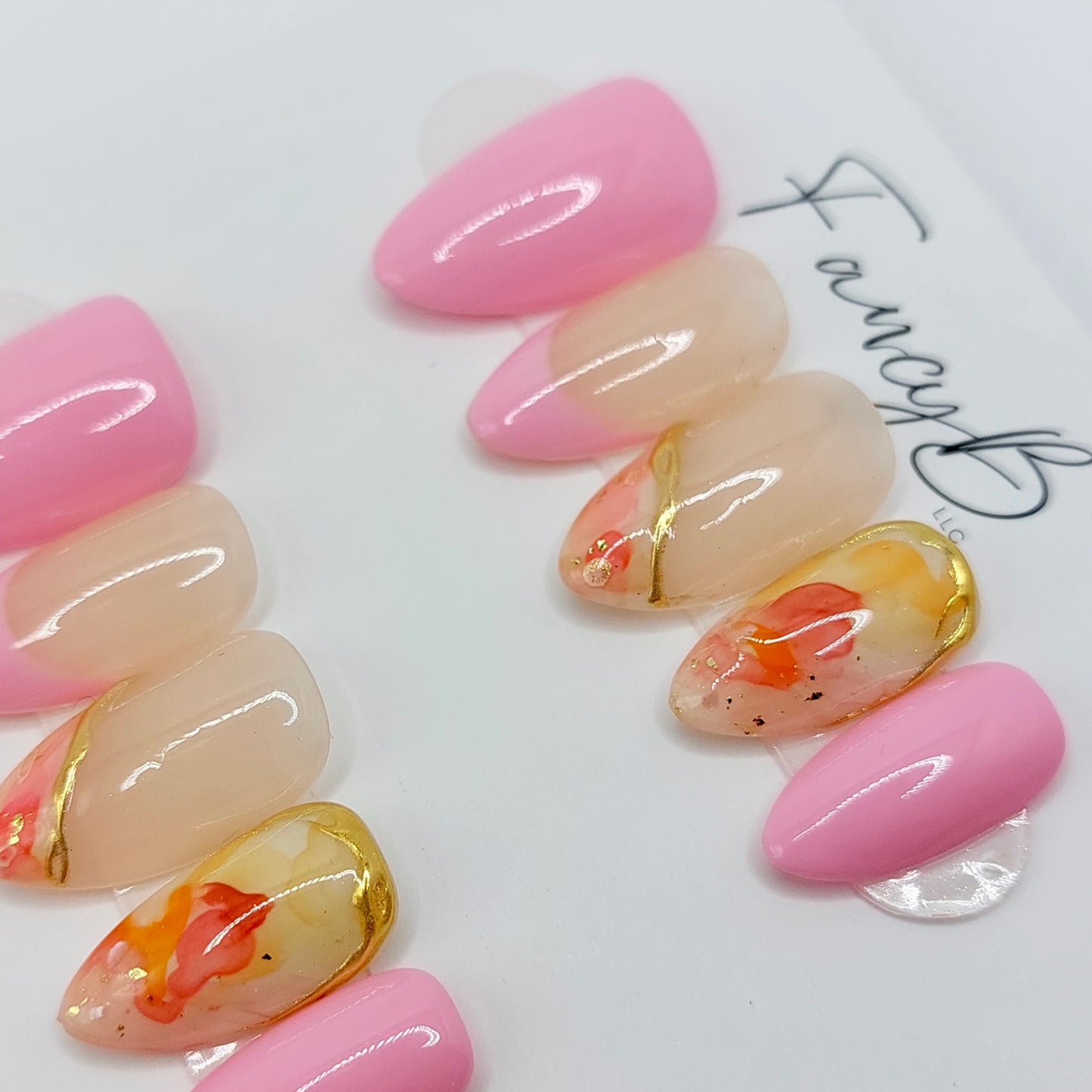 Pink Watercolor Nails (24pcs) - Short Almond