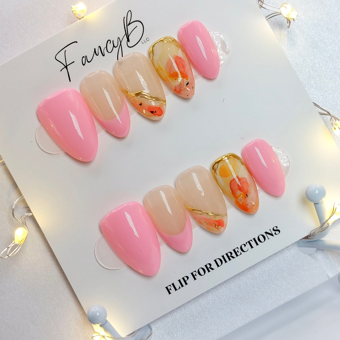 Pink Watercolor Nails (24pcs) - Short Almond