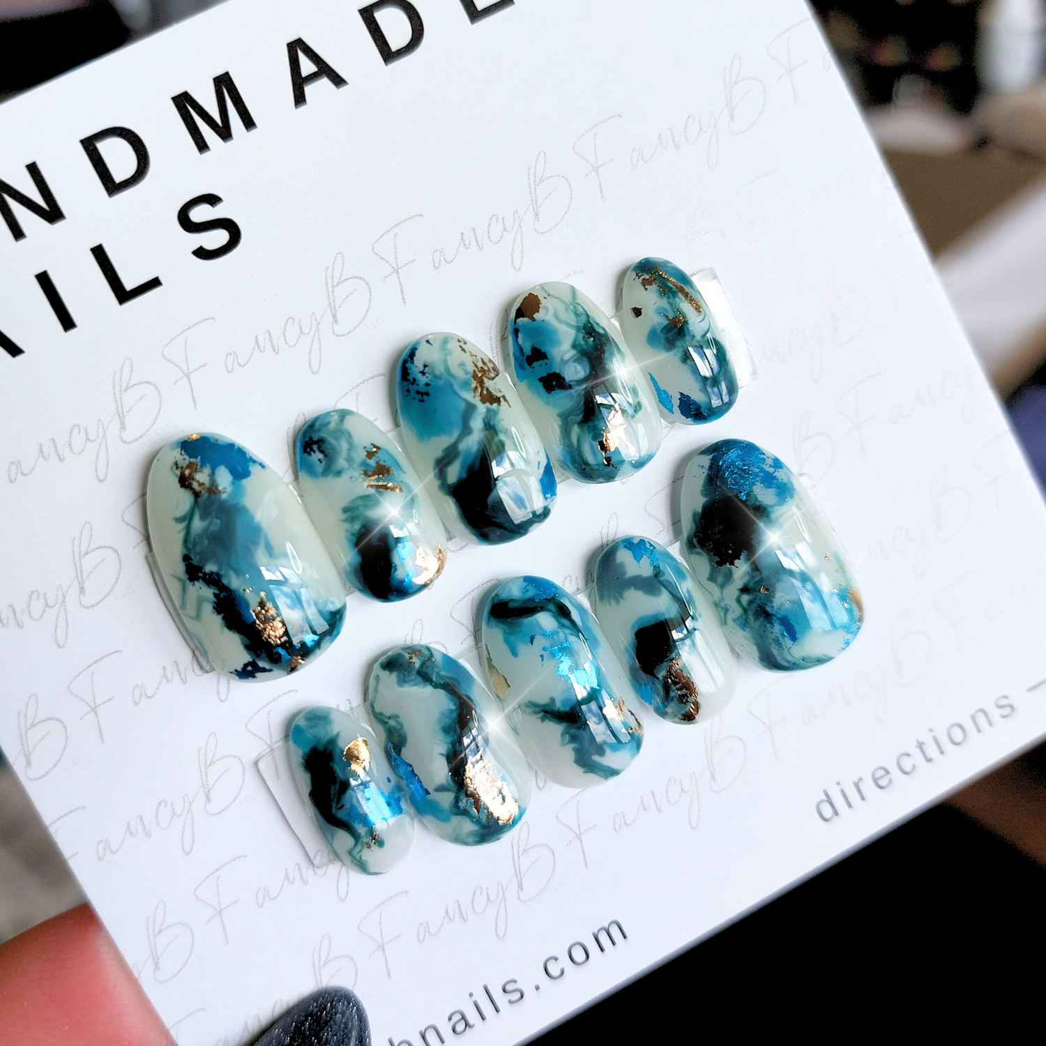 marble press on nails hand painted marble designs on short oval nails reusable salon quality nails from FancyB