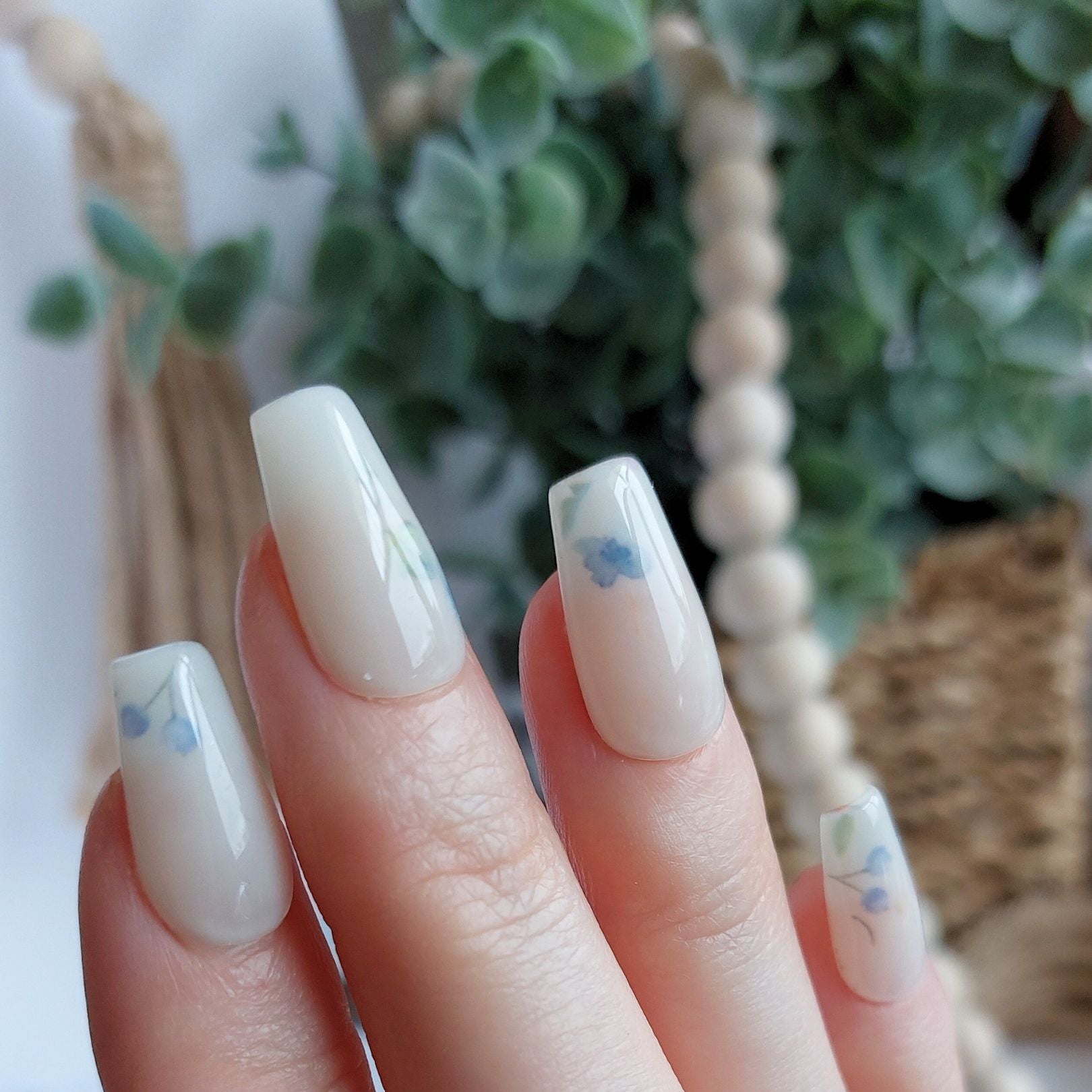 Blue Milk Bath Press on Nails (10pcs)