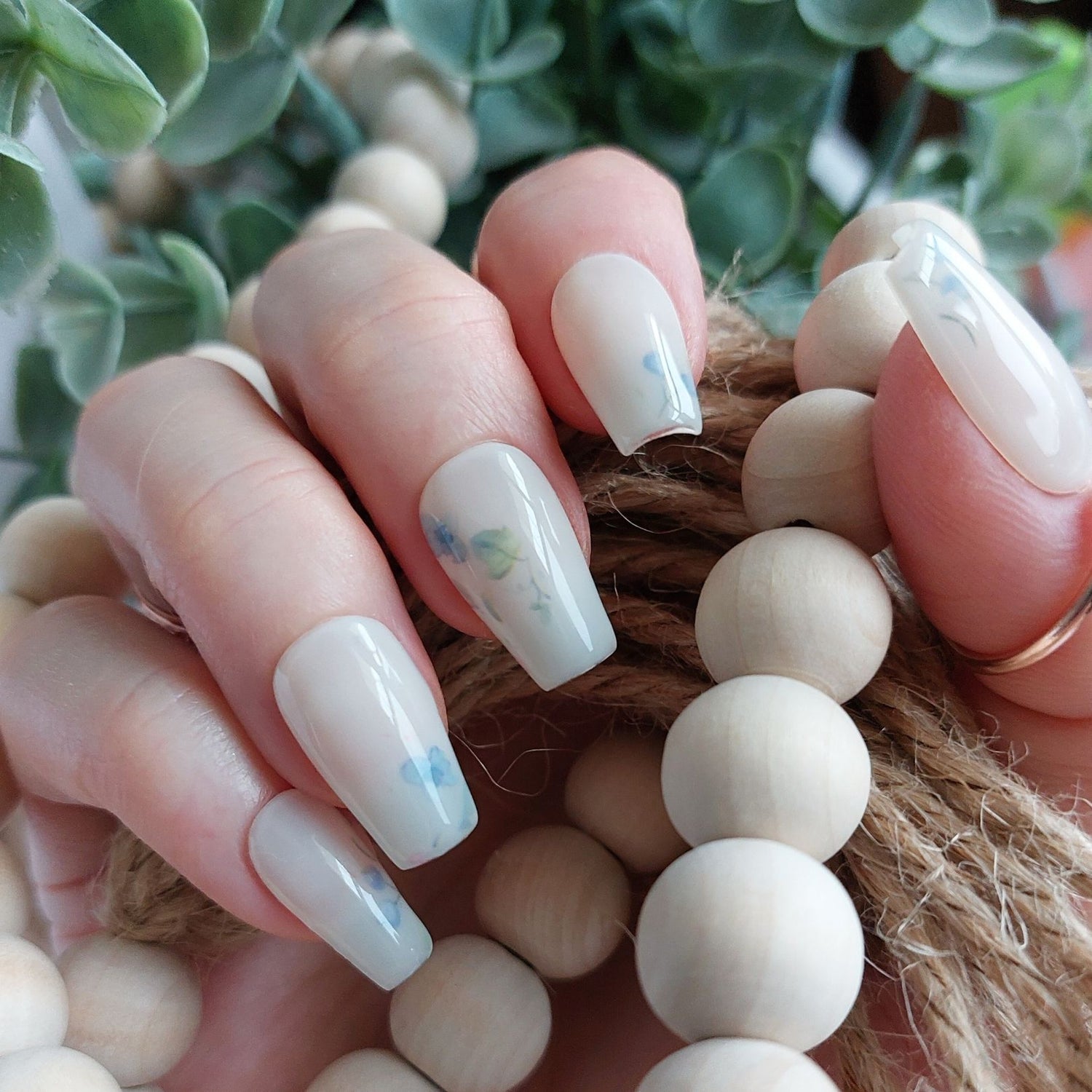 Blue Milk Bath Press on Nails (10pcs)
