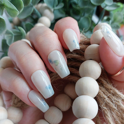 Blue Milk Bath Press on Nails (10pcs)