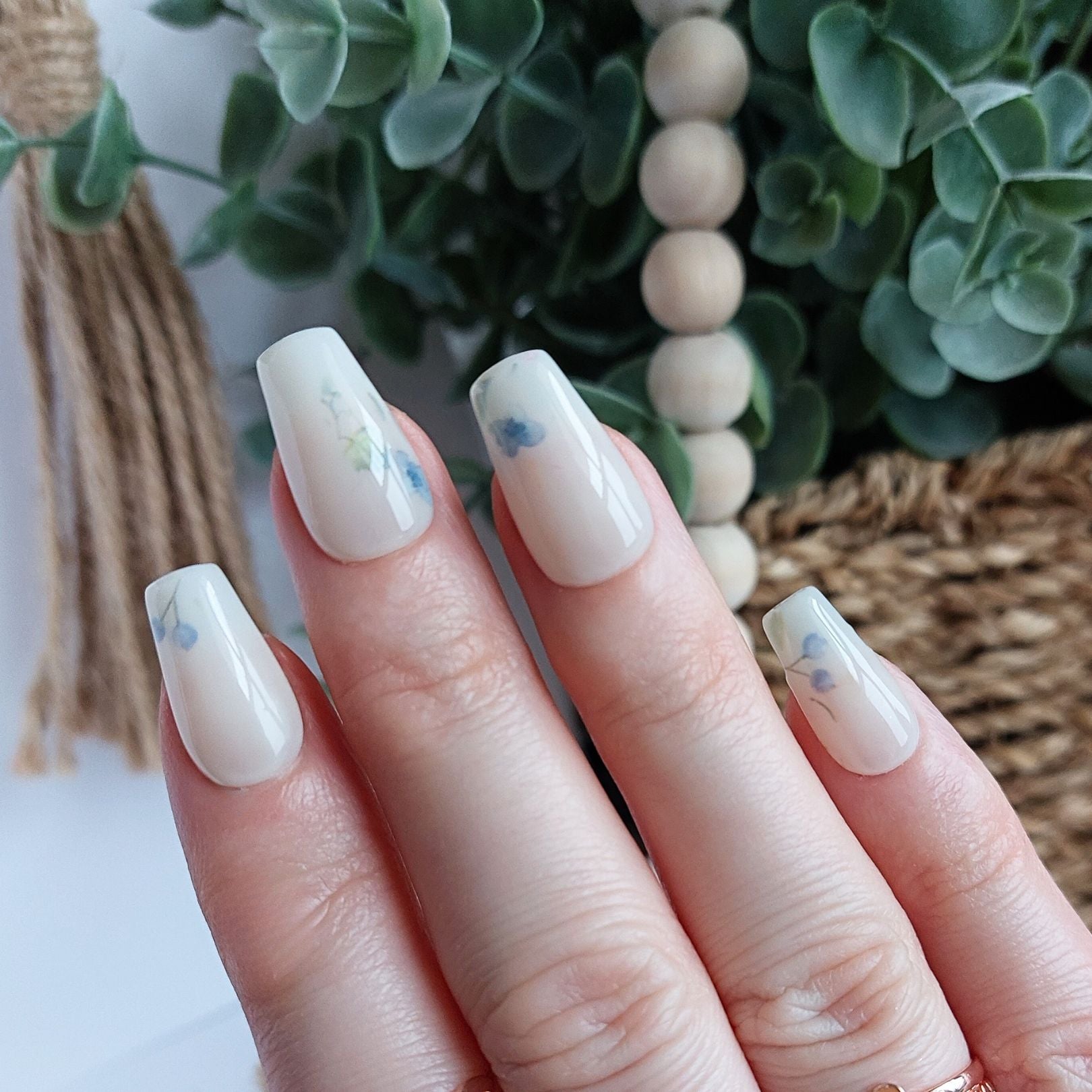 Blue Milk Bath Press on Nails (10pcs)