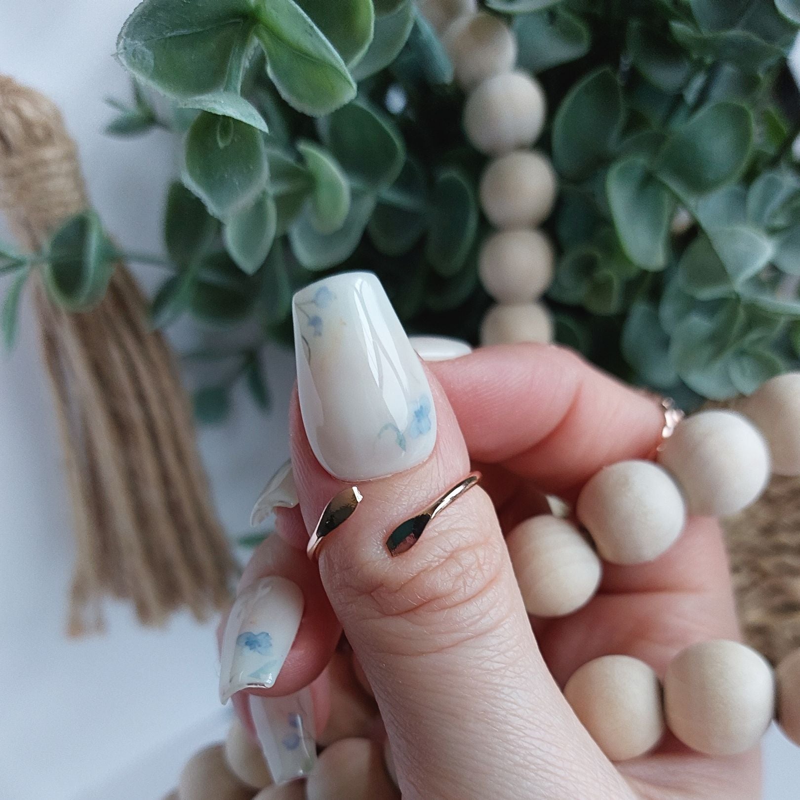 Blue Milk Bath Press on Nails (10pcs)