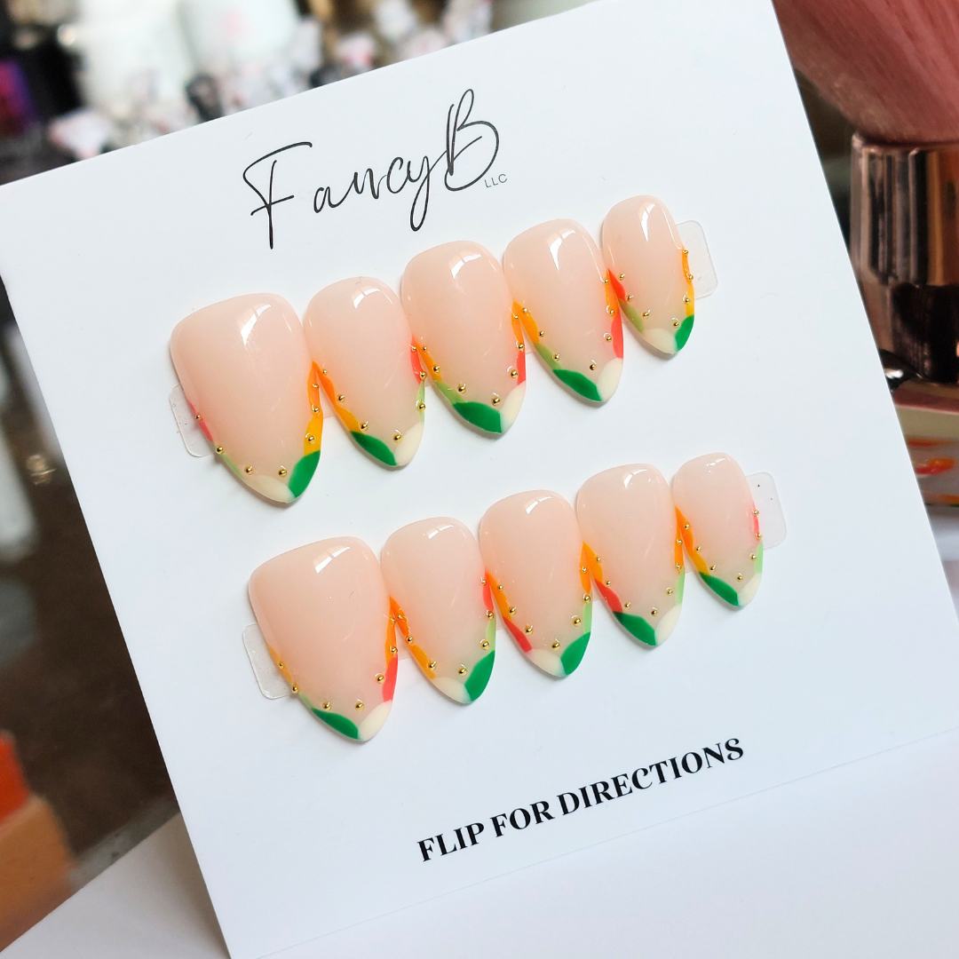 Spring Fling French Tip Nails (24pcs) - Short Almond