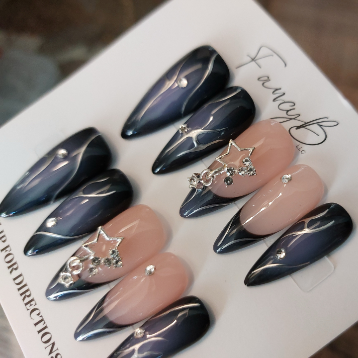 Starlight Gem Nails (24pcs) - Long Stiletto