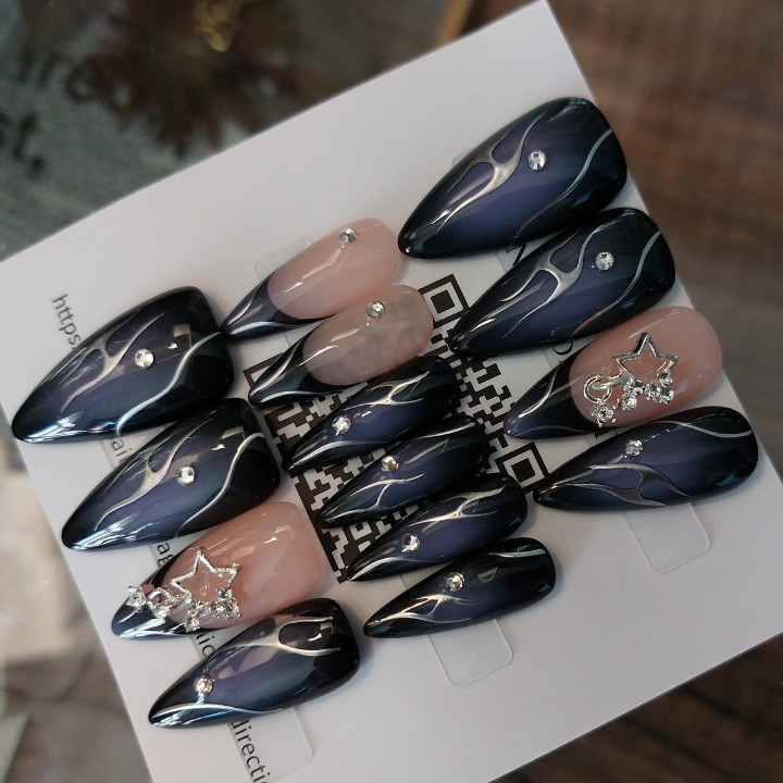 Starlight Gem Nails (24pcs) - Long Stiletto