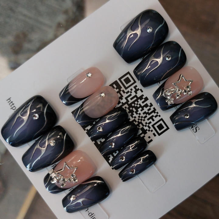 Starlight Gem Nails (24pcs) - Short Coffin