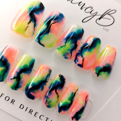 Tropical Marble Nails