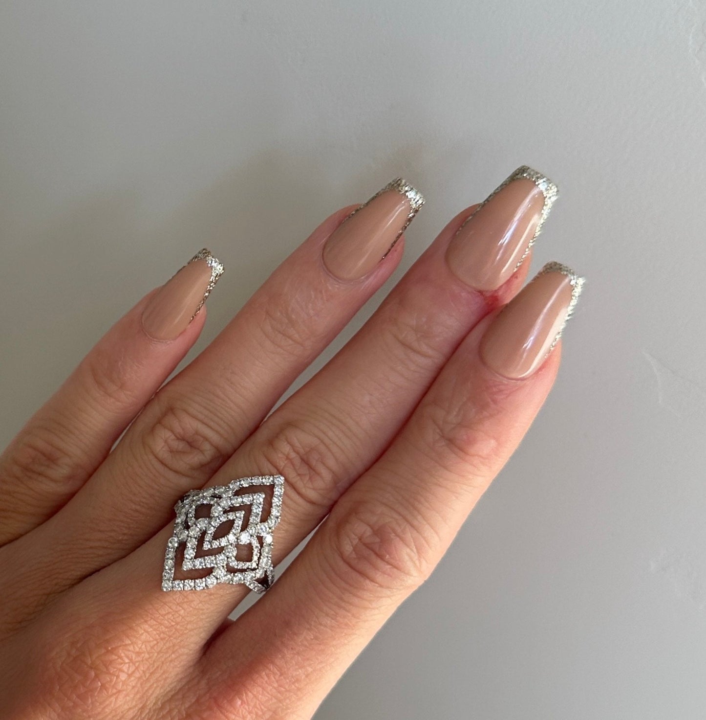 Skinny French: Glitter Tip Press on Nails