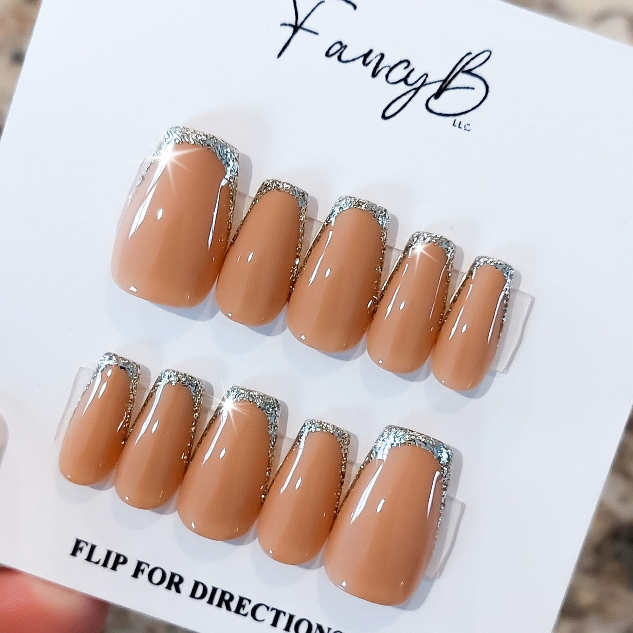 Skinny French: Glitter Tip Press on Nails