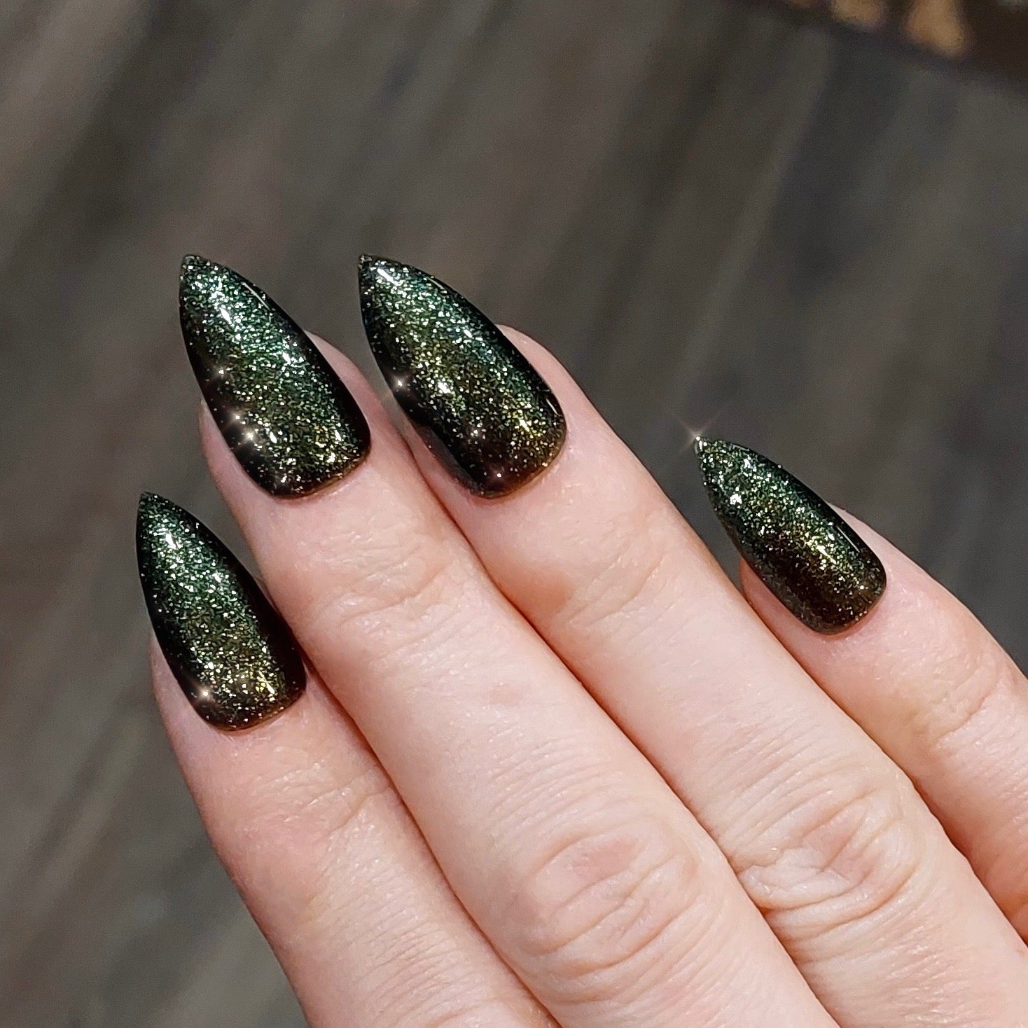 Mentally I'm Here | Black And Green Nails | Press On Nails – Clutch Nails