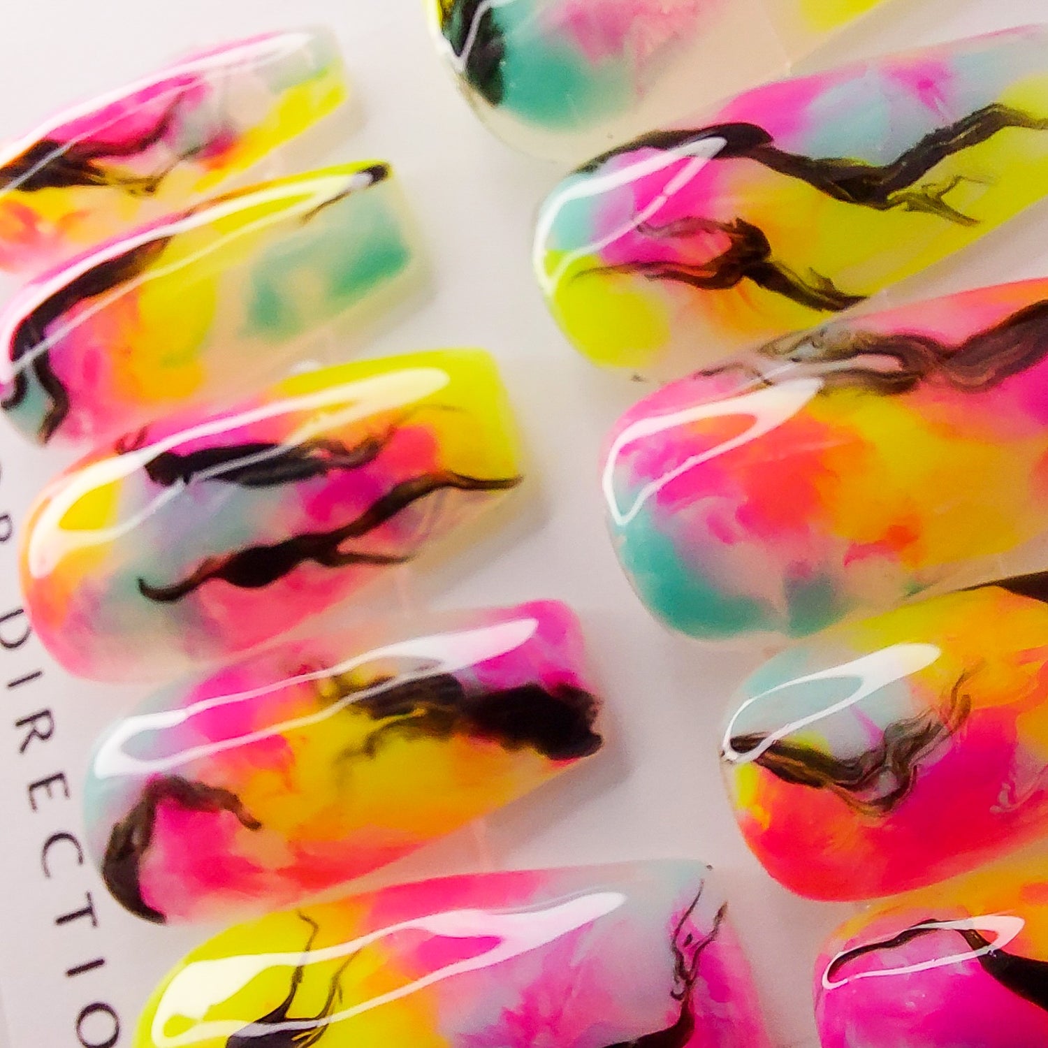 Dazzling Dragon Fruit Marble Nails