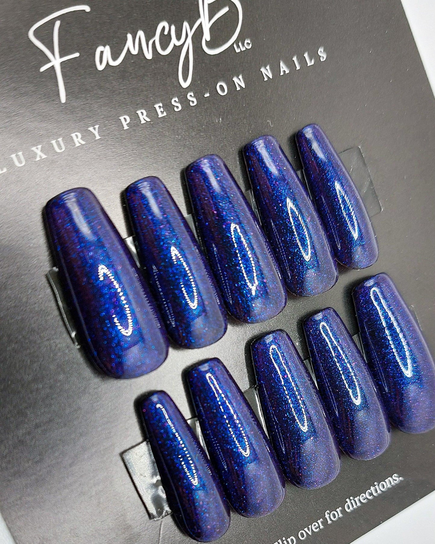 Metallic Purple Press on Nails, extra glossy metallic glue on nails.
