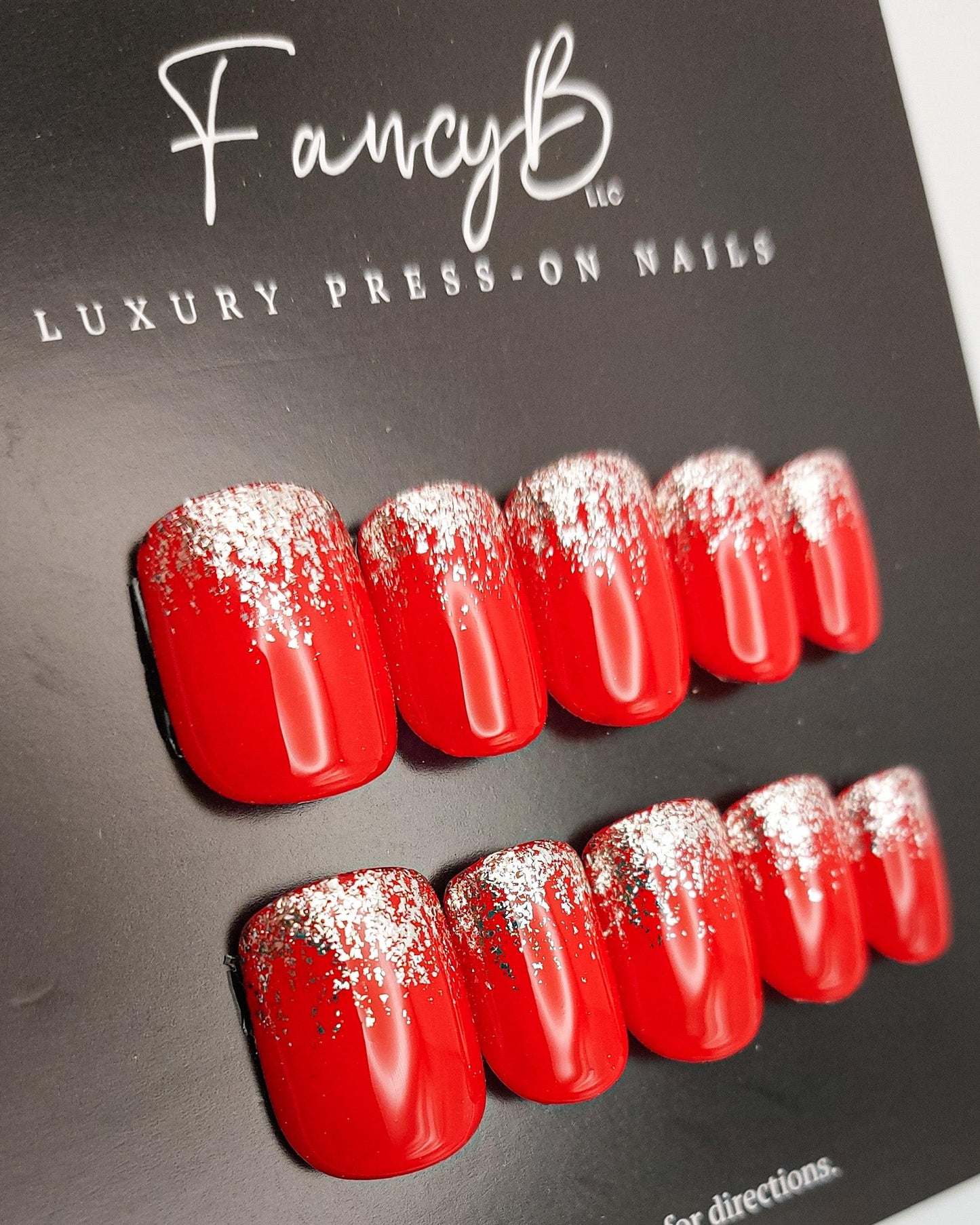 Glitter Tips | Ultra Glittery Press on Tips Fading into Solid Color - FancyB Press-on Nails