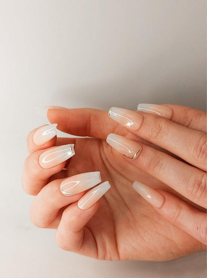 Jelly Ombré | Ombre French Style Nails with Milky Tip and Nude Jelly Base - FancyB Press-on Nails
