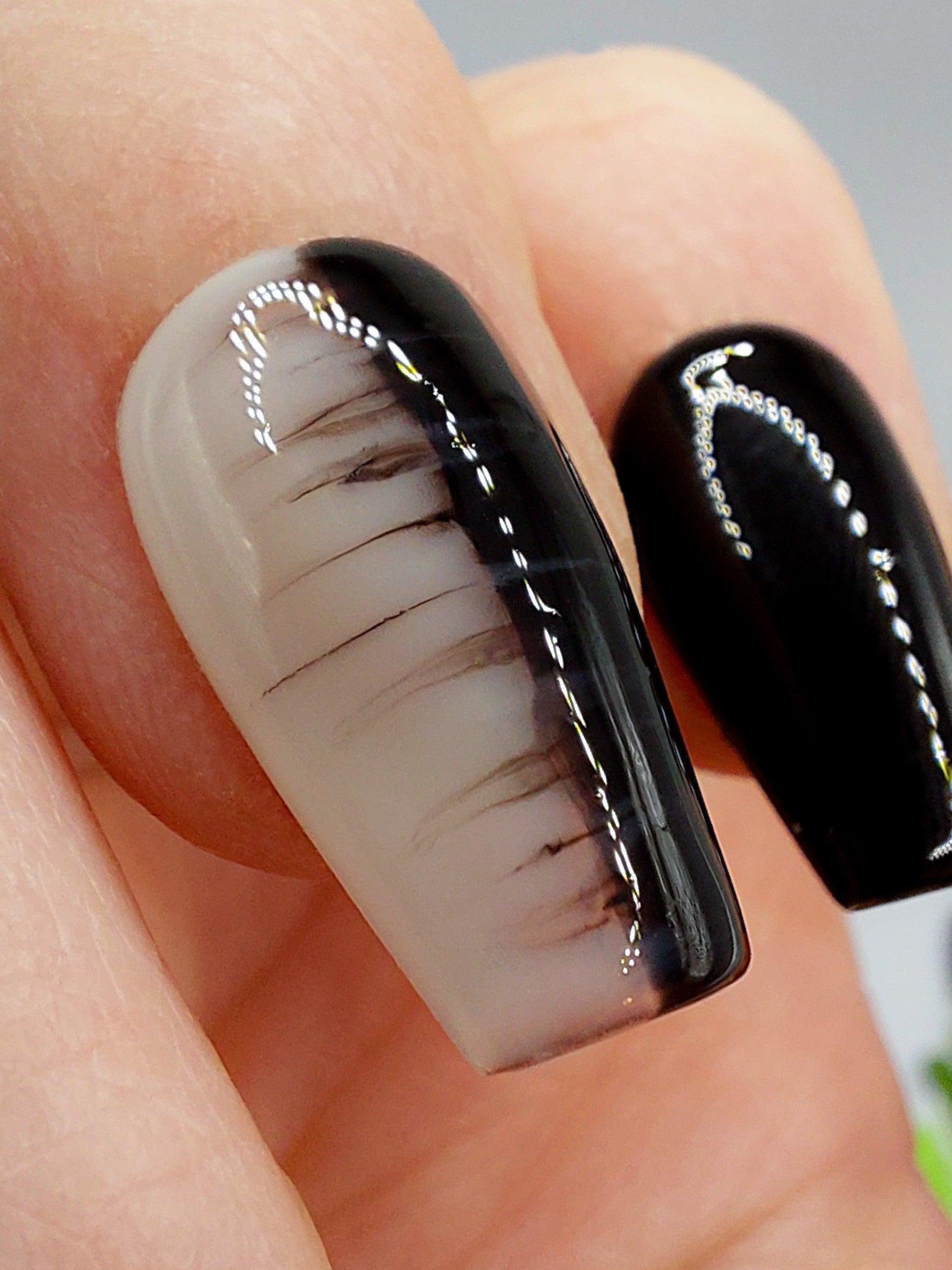 SET Black and White Ombré nails | ShopLook