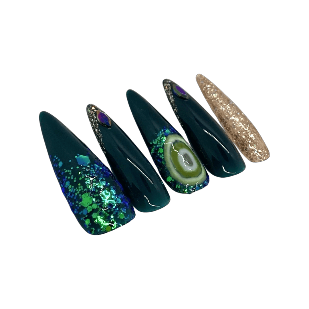 Peacock Agate - FancyB Press-on Nails