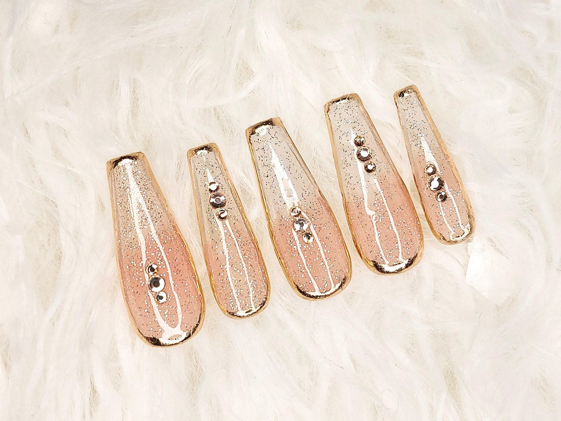 Rose Gold Tenfold - FancyB Press-on Nails