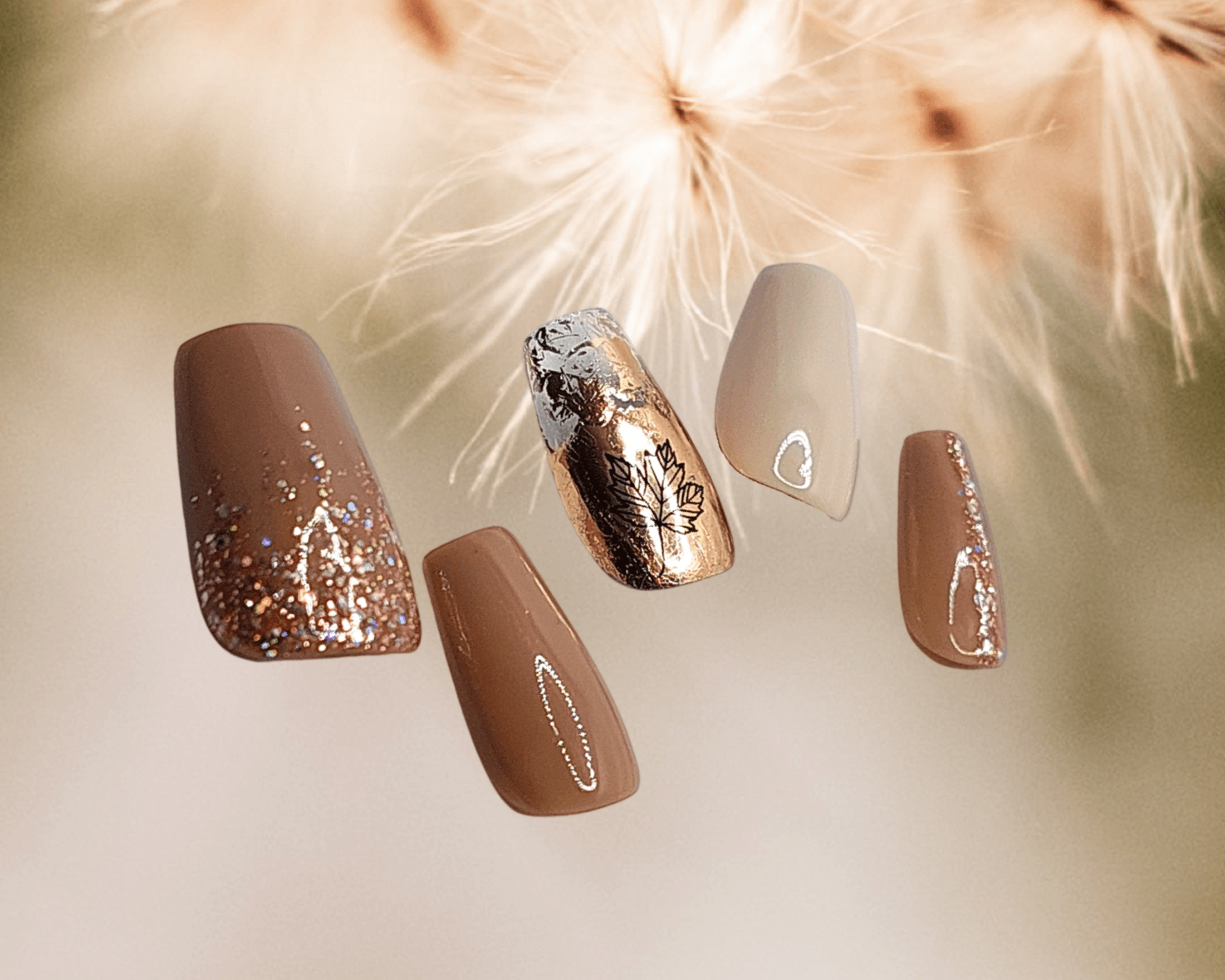 Gold Foil Nail Art | Half Gray Nails with Gold Accent | DipWell